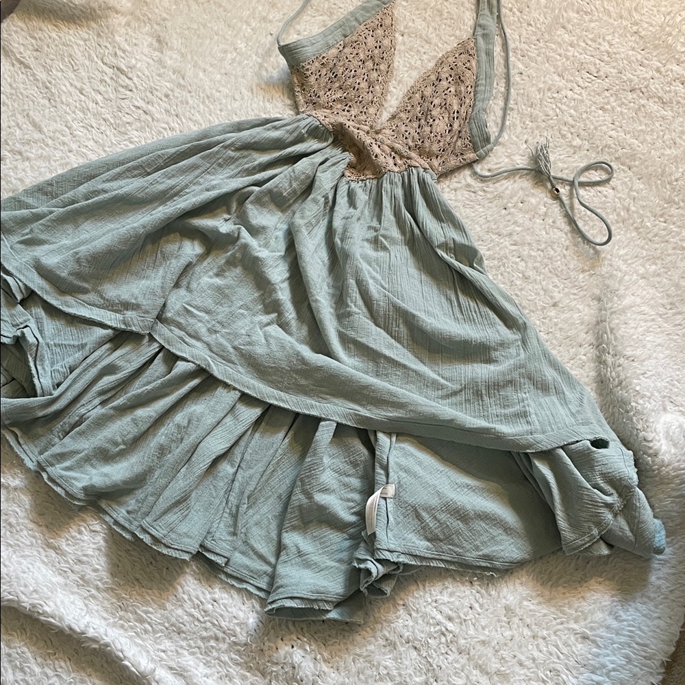Free people fairy faerie festival boho beach witchy forest minidress light blue - Picture 2 of 9